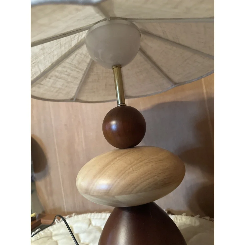 The Equinox Table Lamp LED Wooden Spheres‎ Oak And Cherry Wood